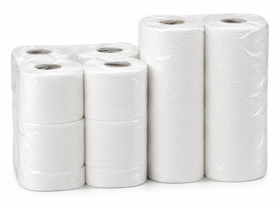 Papierhandtücher und Toilettenpapier